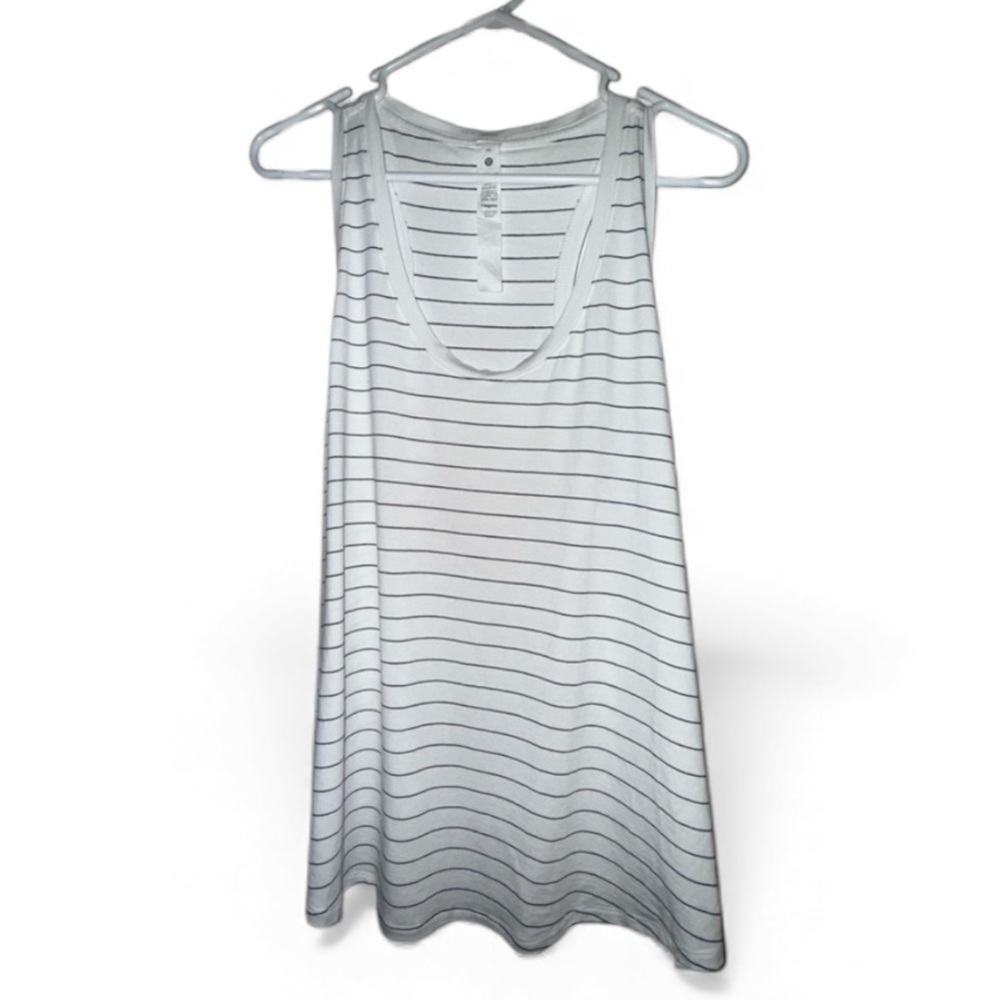Lululemon Athletica White Striped Tank Top